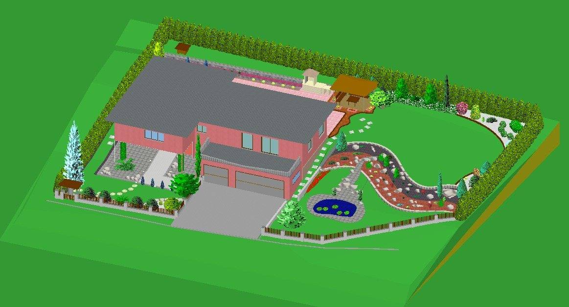 3D štúdia – celkový pohľad na pozemok z nadhľadu